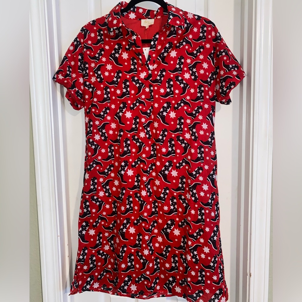 Layerz Clothing‎ Chic Red Boot & Star Mini Dress Rodeo Western Festival